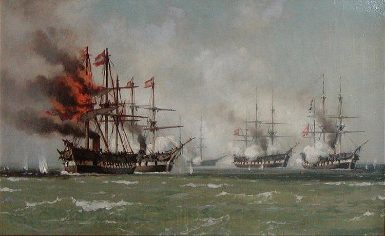 Johan Carl Neumann Det ostrigske flagskib Spain oil painting art